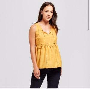 Knox Rose mustard eyelet tank